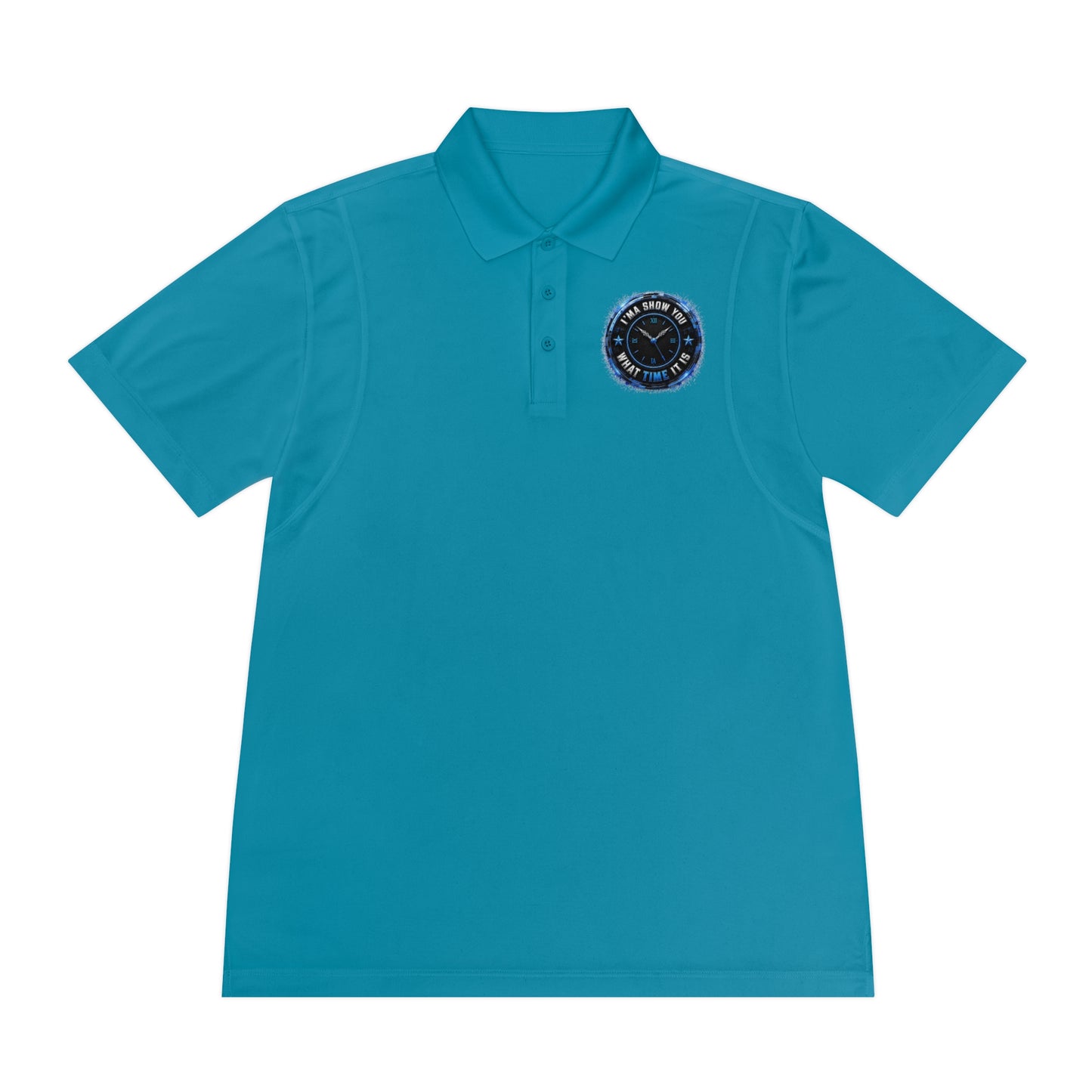 Men's Sport Polo — Blue Compass Badge Performance Golf Shirt
